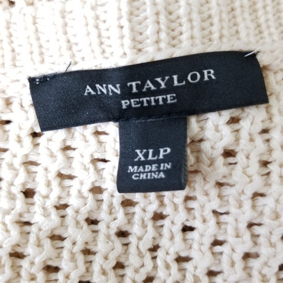 Ann Taylor Petite cream ivory open knit sweater - Picture 8 of 9